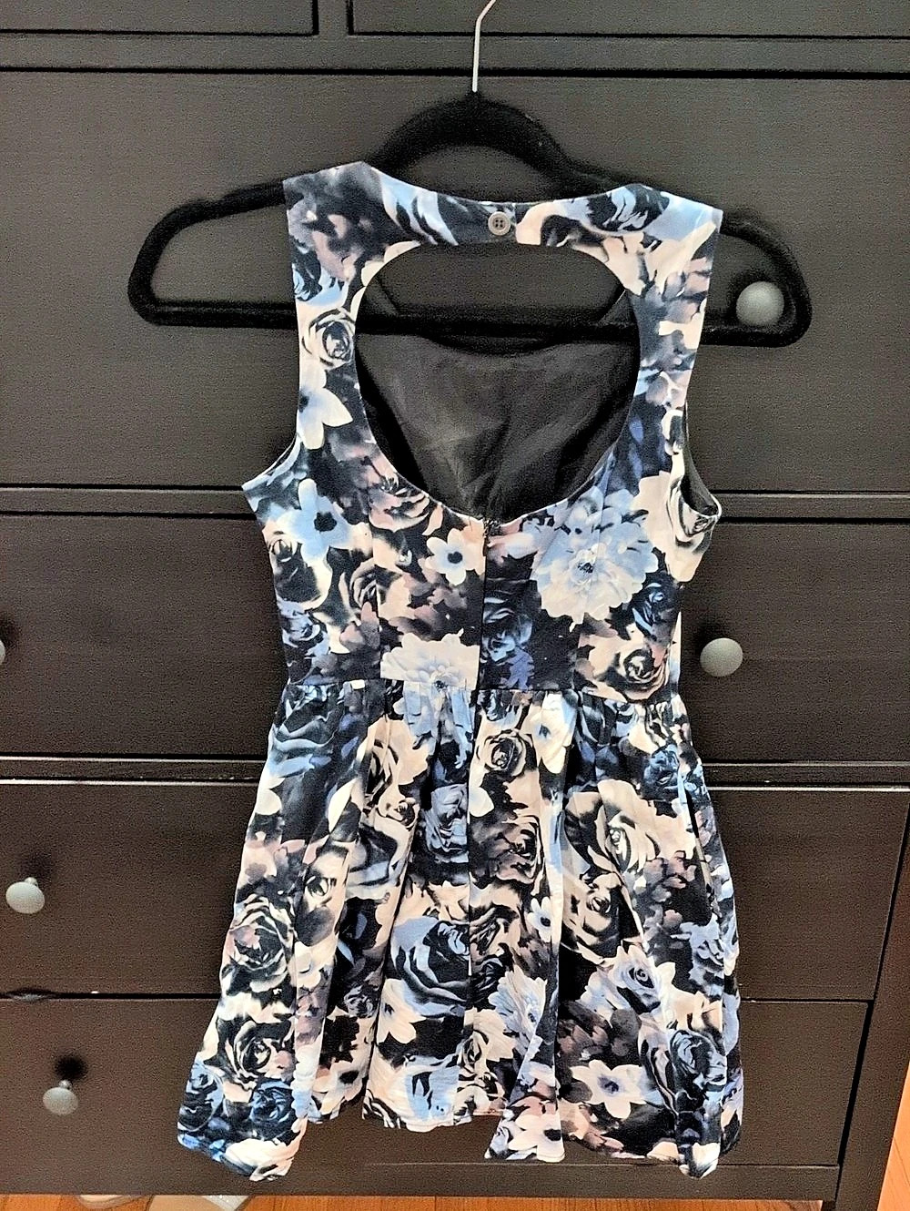 Mimi Chica Floral Mini Dress in Black & Blue Size XS Like New